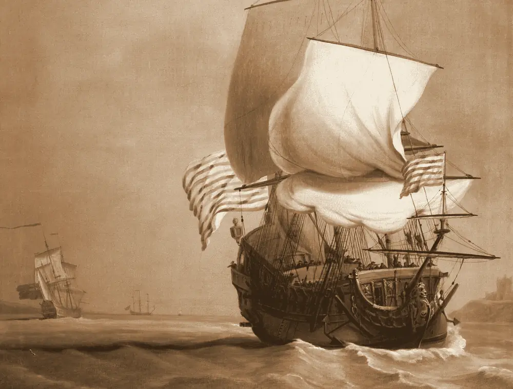 An English East Indiaman under sail — oil painting, National Maritime Museum